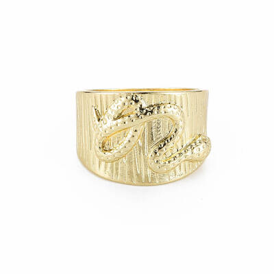 Snake Pattern Rack Plating Alloy Wide Band Rings
