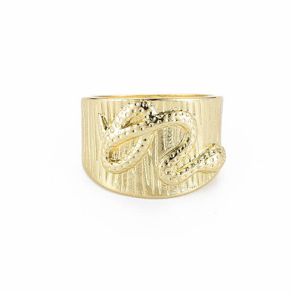 Snake Pattern Rack Plating Alloy Wide Band Rings