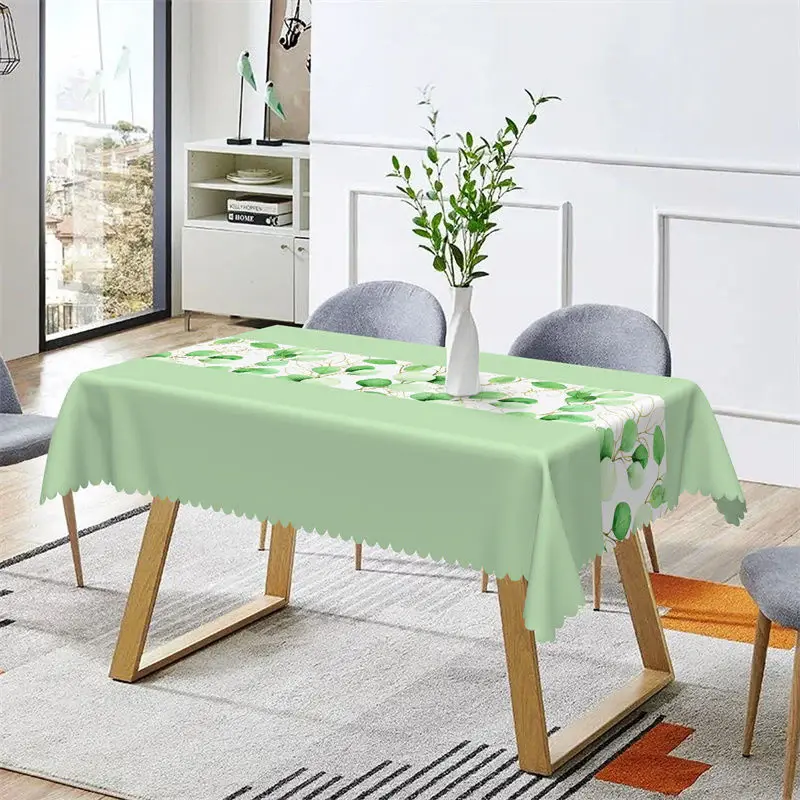 Candy Green Leaves Branch Spring Rectangle Tablecloth - Aperturee