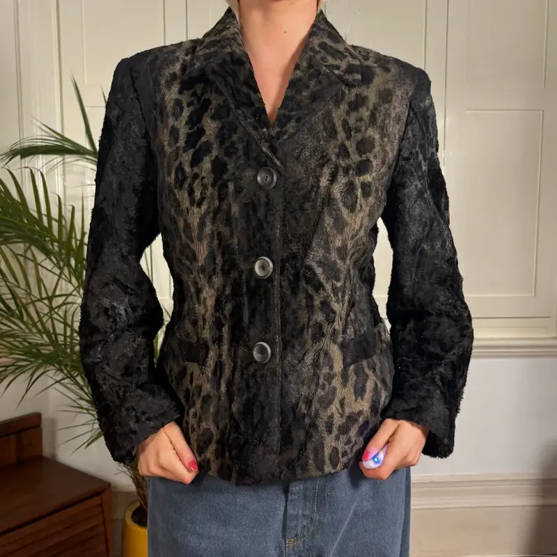 Marccaine Animal print Jacket - Medium Brown Cotton Blend