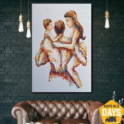 Large Abstract Family Painting Romantic Art Love Painting Oil Paintings On Canvas Contemporary Art Wall Art | MEANING OF LIFE...