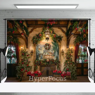 Retro Mural Room Festive Christmas Vibe Backdrop - Aperturee