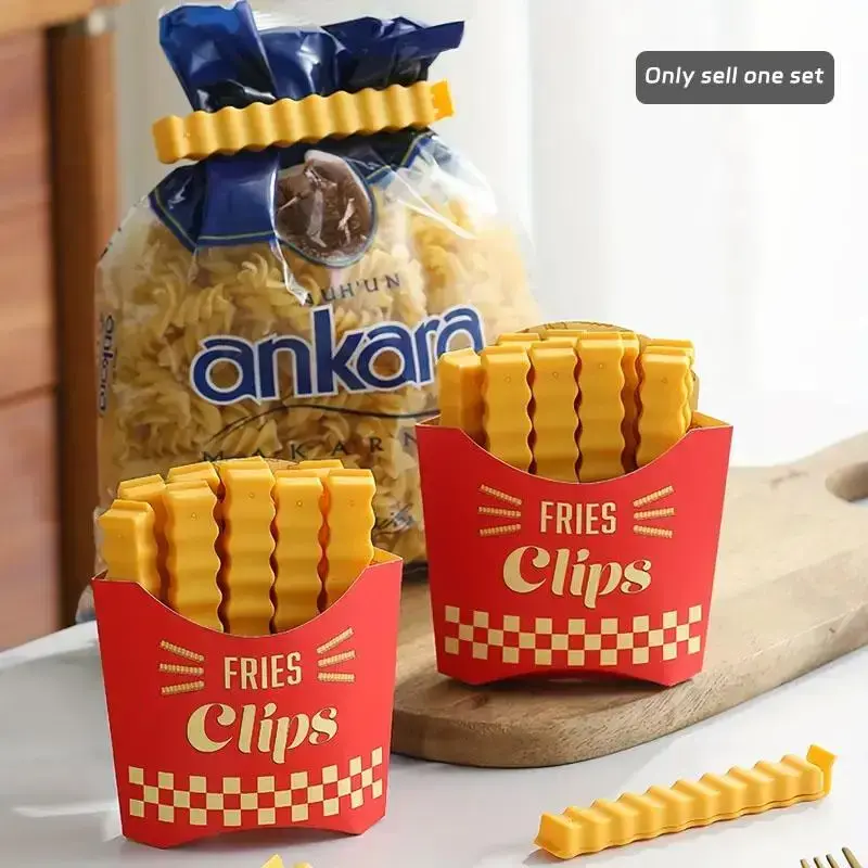 12pcs/set French Fries Design Food Sealing Clip, Creative Magnetic Snack Chips Bag Sealer, Reusable Food Storage Clip For Hom...