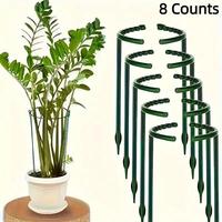 Plant Support Ring, 8 Counts Plastic Plant Support Ring, Semi-circular Fixing Rod for Indoor Flowers and Climbing Plants, Bon...
