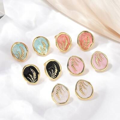 304 Stainless Steel Oval Stud Earrings
