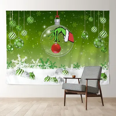 Aperturee Green Hand Bauble Snowflake Christmas Backdrop