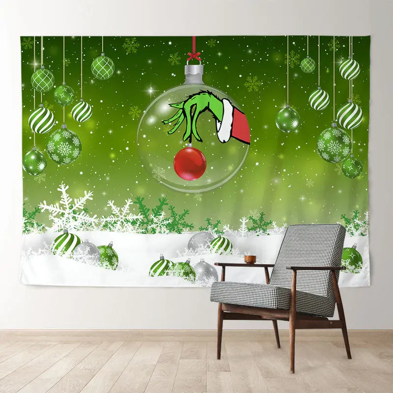 Aperturee Green Hand Bauble Snowflake Christmas Backdrop