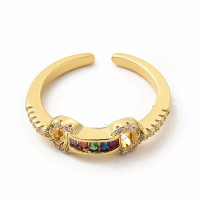 Cubic Zirconia Rectangle Open Cuff Ring