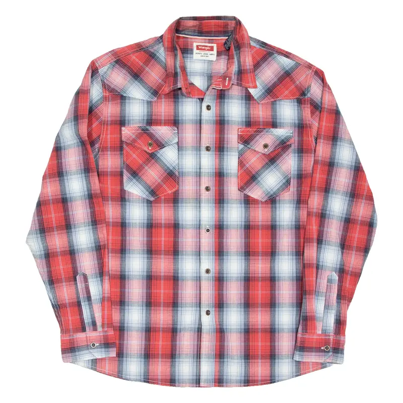 WRANGLER Mens Shirt Red Check Long Sleeve L