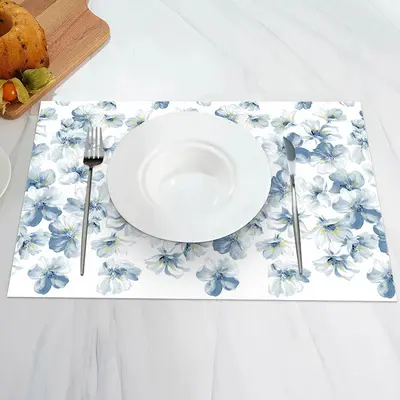Watercolor Blue White Flowers Set Of 4 Placemats - Aperturee