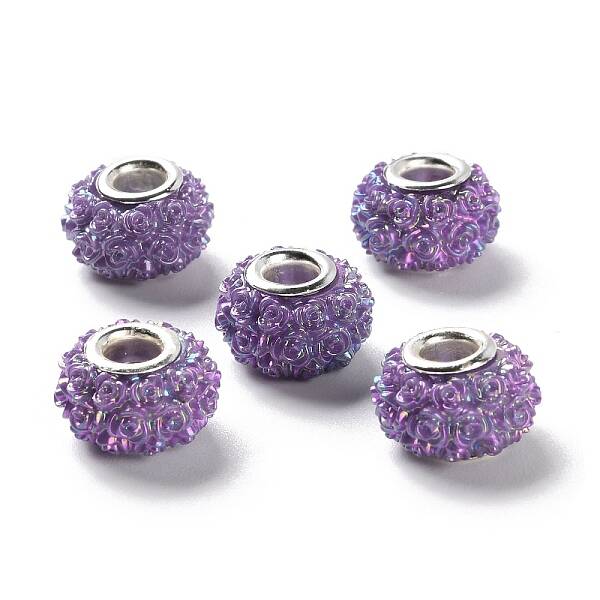 AB Color Resin Rose Flower European Beads