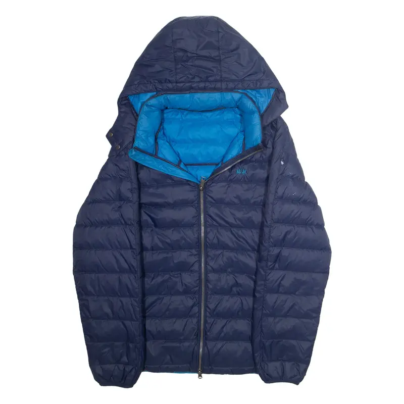 Mens Puffer Jacket Blue Hooded L