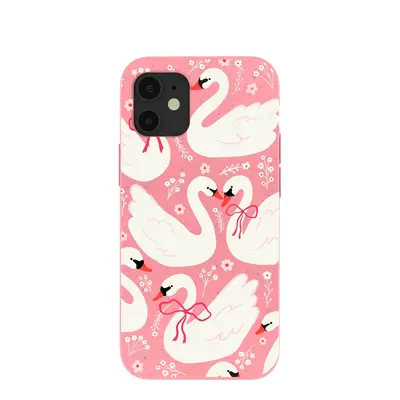 Bubblegum Pink Swan Garden iPhone 12 Mini Case