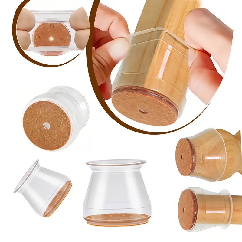 Chair Leg Caps with Felt Pads – Floor Protectors for Hardwood, Anti-Slip Furniture Feet Covers, Carpet-Friendly, Noise-Redu...