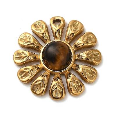 Natural Tiger Eye Flower Pendants