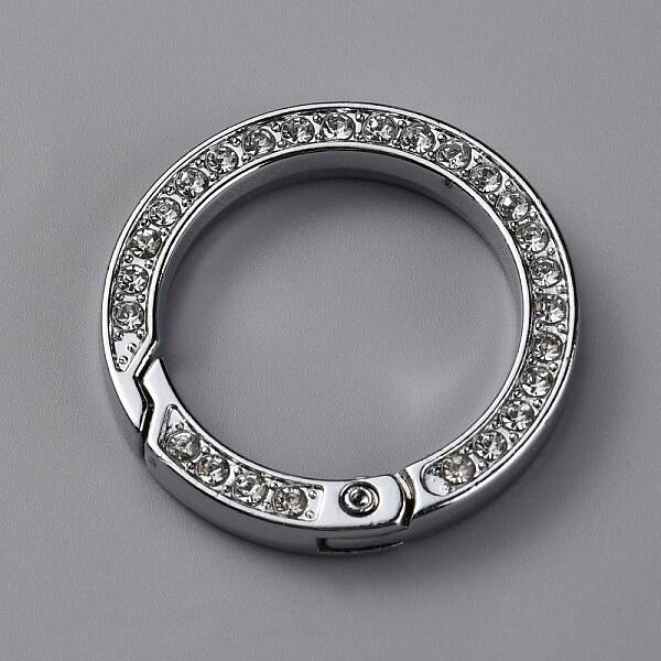 Alloy Crystal Rhinestone Spring Gate Rings
