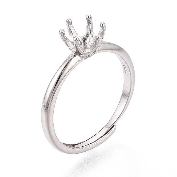 Rhodium Plated 925 Sterling Silver Engagement Solitaire Ring Settings