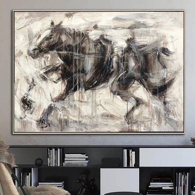Horse Abstract Painting Brown Painting Large Painting on Canvas Horse Oil Painting Modern Abstract Painting Horse Artwork | W...