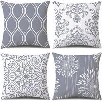 Decorative Throw Pillow Covers 18x18 Set of 4, Grey and White Modern Simple Square Pillow Case Cushion Cover for Sofa Couch F...