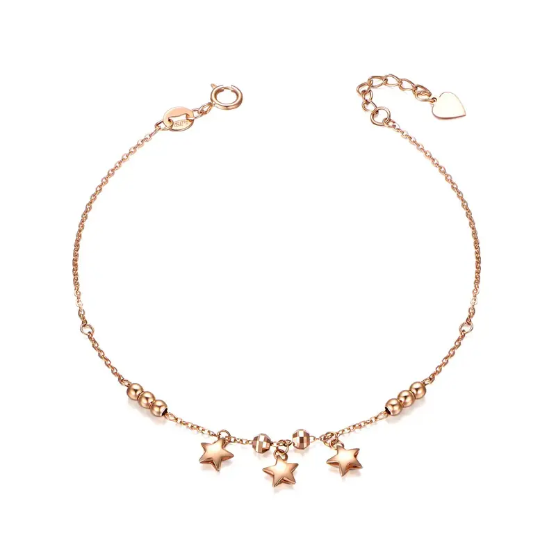 18K Rose Gold Stars Charm Bracelet