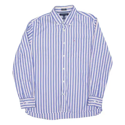 TOMMY HILFIGER Mens Shirt Blue Striped Long Sleeve L