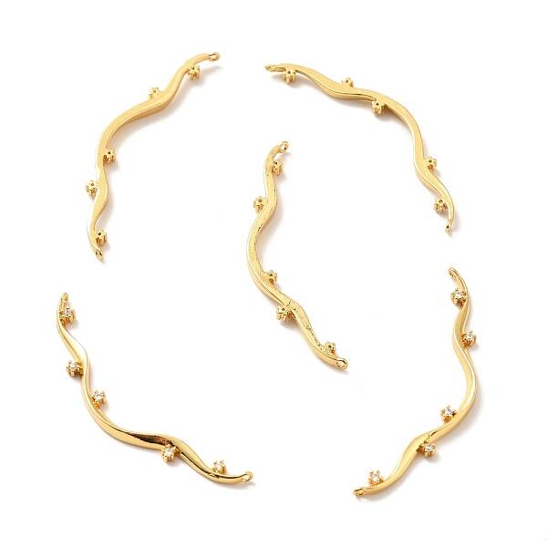 Rack Plating Brass Clear Cubic Zirconia Connector Charms