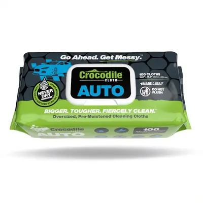 Auto (100 Cloths) - Crocodile Cloth Auto Cleaning Cloths - Huge Disposable Wipes - Cleans Grease, Oil, and Adhesives on Hands...