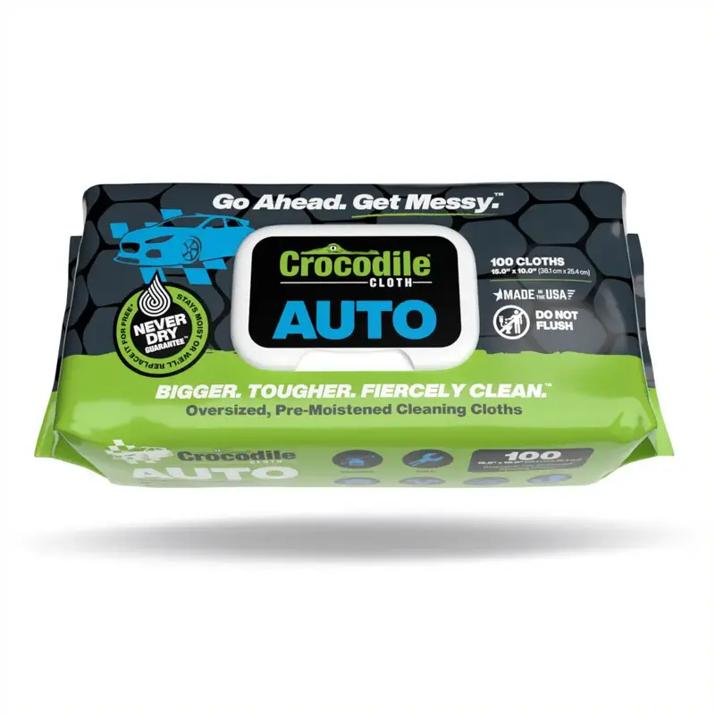 Auto (100 Cloths) - Crocodile Cloth Auto Cleaning Cloths - Huge Disposable Wipes - Cleans Grease, Oil, and Adhesives on Hands...