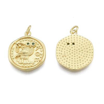 Brass Micro Pave Green Cubic Zirconia Pendants