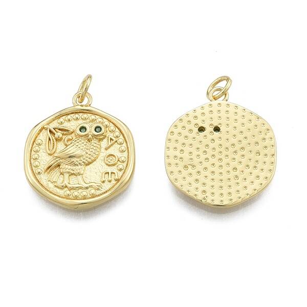 Brass Micro Pave Green Cubic Zirconia Pendants