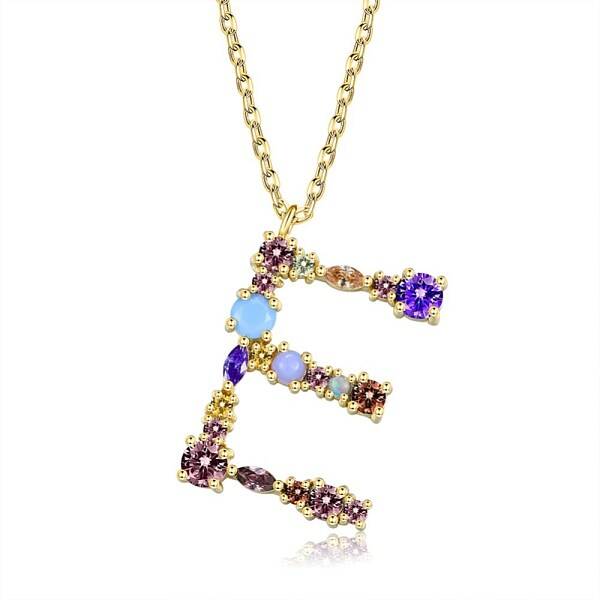 Brass Micro Pave Cubic Zirconia Pendant Necklaces