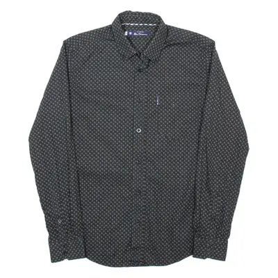 BEN SHERMAN Mens Shirt Black Spotted Long Sleeve S
