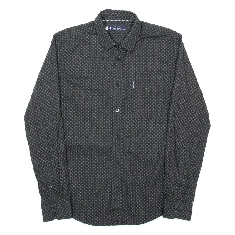 BEN SHERMAN Mens Shirt Black Spotted Long Sleeve S