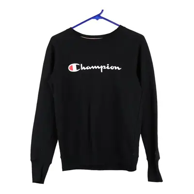 Champion Spellout Sweatshirt - Small Black Cotton
