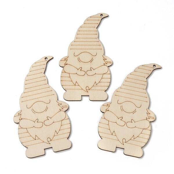 Christmas Theme Undyed Natural Wood Big Pendants