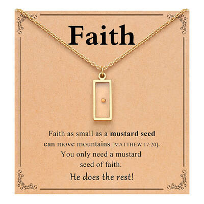 Rectangle 216 Stainless Steel Mustard Seed Pendant Necklaces for Women