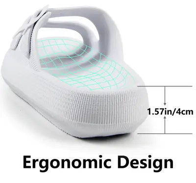 Weweya Women's and Men's Pillow Slippers Double Buckle Adjustable Support Orthotic Slippers Cushioned Thick Sole Reduces Pres...
