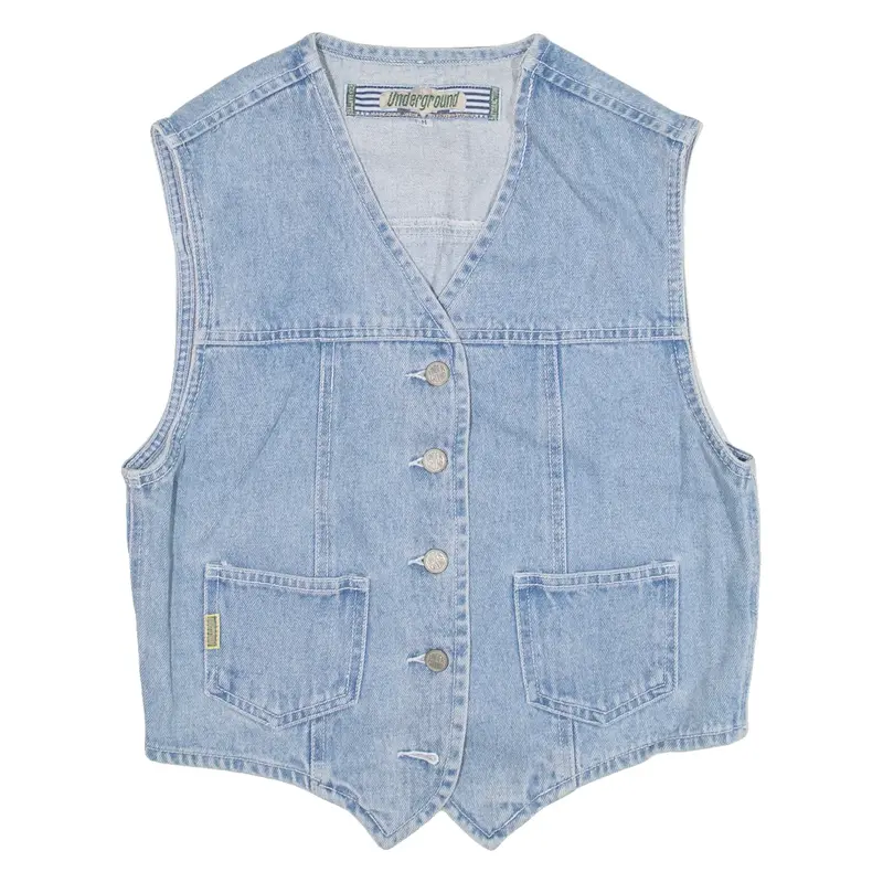 UNDERGROUND Womens Denim Waistcoat Blue M