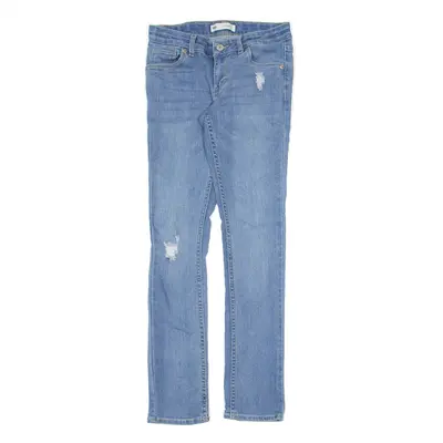 LEVI'S Distressed 711 Jeans Blue Denim Regular Skinny Stone Wash Girls W25 L27