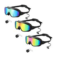Swimming Goggles & Earplugs Set, 1/2/3 Sets Anti-fog & UV Swimming Goggles, No Leaking Swim Glasses for Men Women Youth