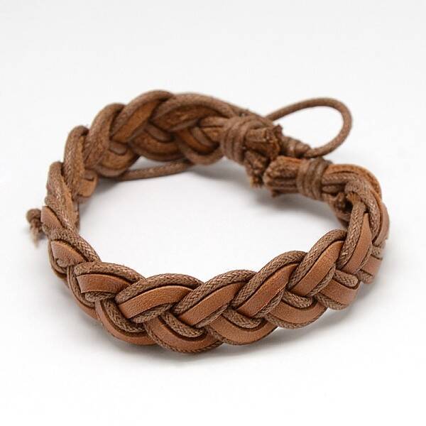Trendy Unisex Casual Style Braided Waxed Cord and Leather Bracelets