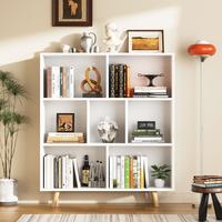 Walsunny Wooden Open Shelf Bookcase, 3 Tiers & 7 Cubes Book Shelf with Legs, Storage Organizer Shelves, Display Cabinet for B...