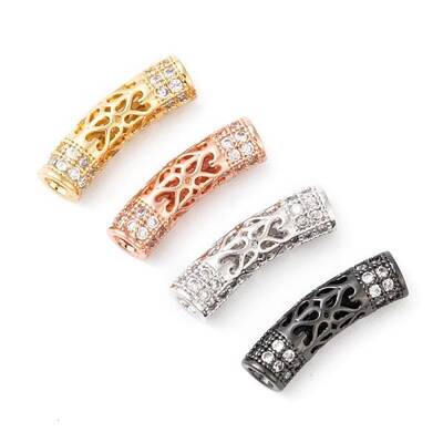 Brass Micro Pave Cubic Zirconia Beads