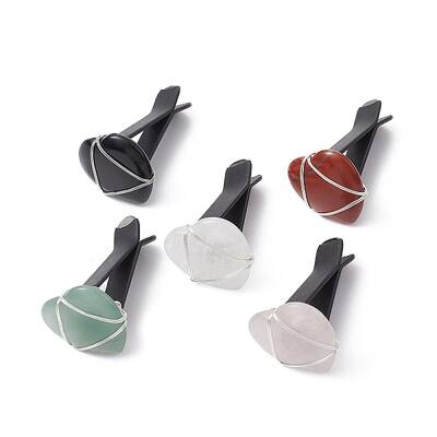 Wire Wrapped Heart Natural Gemstone Car Air Vent Clips