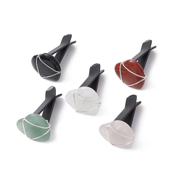 Wire Wrapped Heart Natural Gemstone Car Air Vent Clips