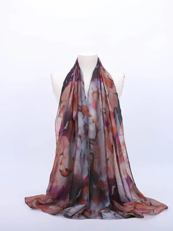 Women's Tie Dye Print Silk Scarf, Fashionable Soft Comfortable Shawl for Daily Wear, Casual Versatile Scarf for Women