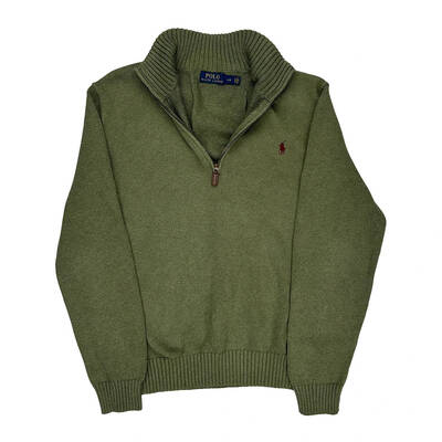 Polo By Ralph Lauren 1/4 Zip - Large Green Cotton