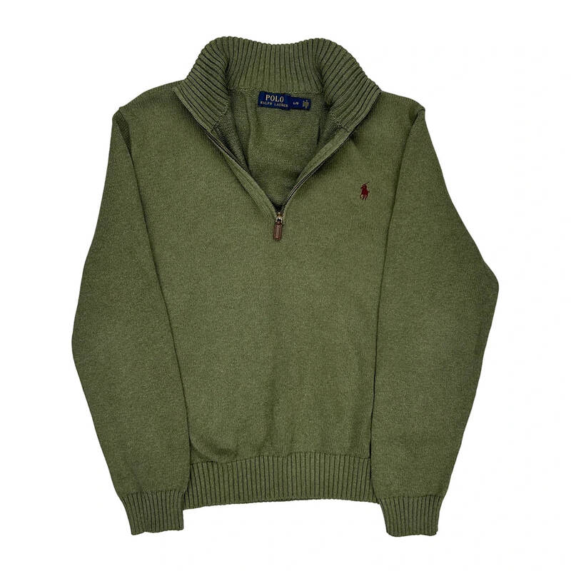 Polo By Ralph Lauren 1/4 Zip - Large Green Cotton