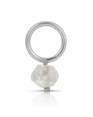 14K Fine One Love Birthstone Charms | Month/Gemstone: April - Diamond | Metal Color: Solid White Gold