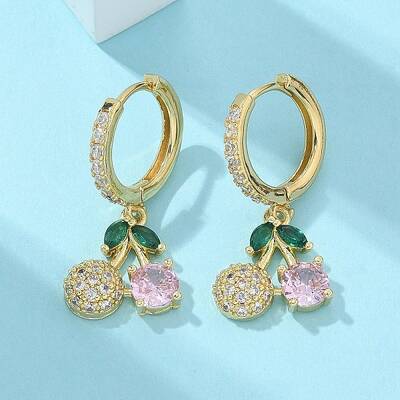 Brass Micro Pave Cubic Zirconia Hoop Earrings